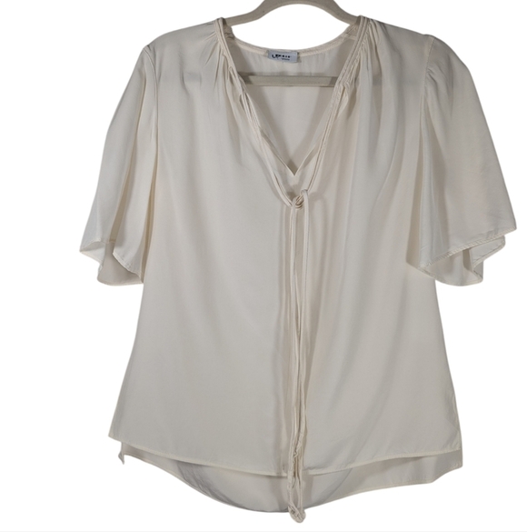 Akris Punto 100% Mulberry Silk Blouse Top Ivory Cream Tie Neck Size Medium - Picture 6 of 11